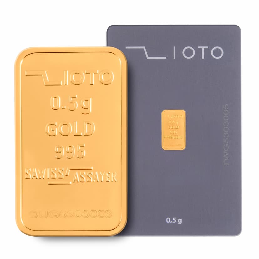خرید آنلاین طلا شمش استاندارد 0.5 گرمی ۲۴ عیار زیوتو (معادل 0.663 گرم طلای 18 عیار)	