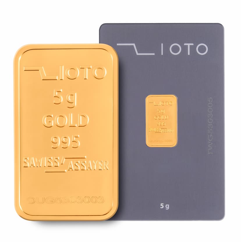 خرید آنلاین طلا شمش استاندارد 5 گرمی ۲۴ عیار زیوتو (معادل 6.633 گرم طلای 18 عیار)	